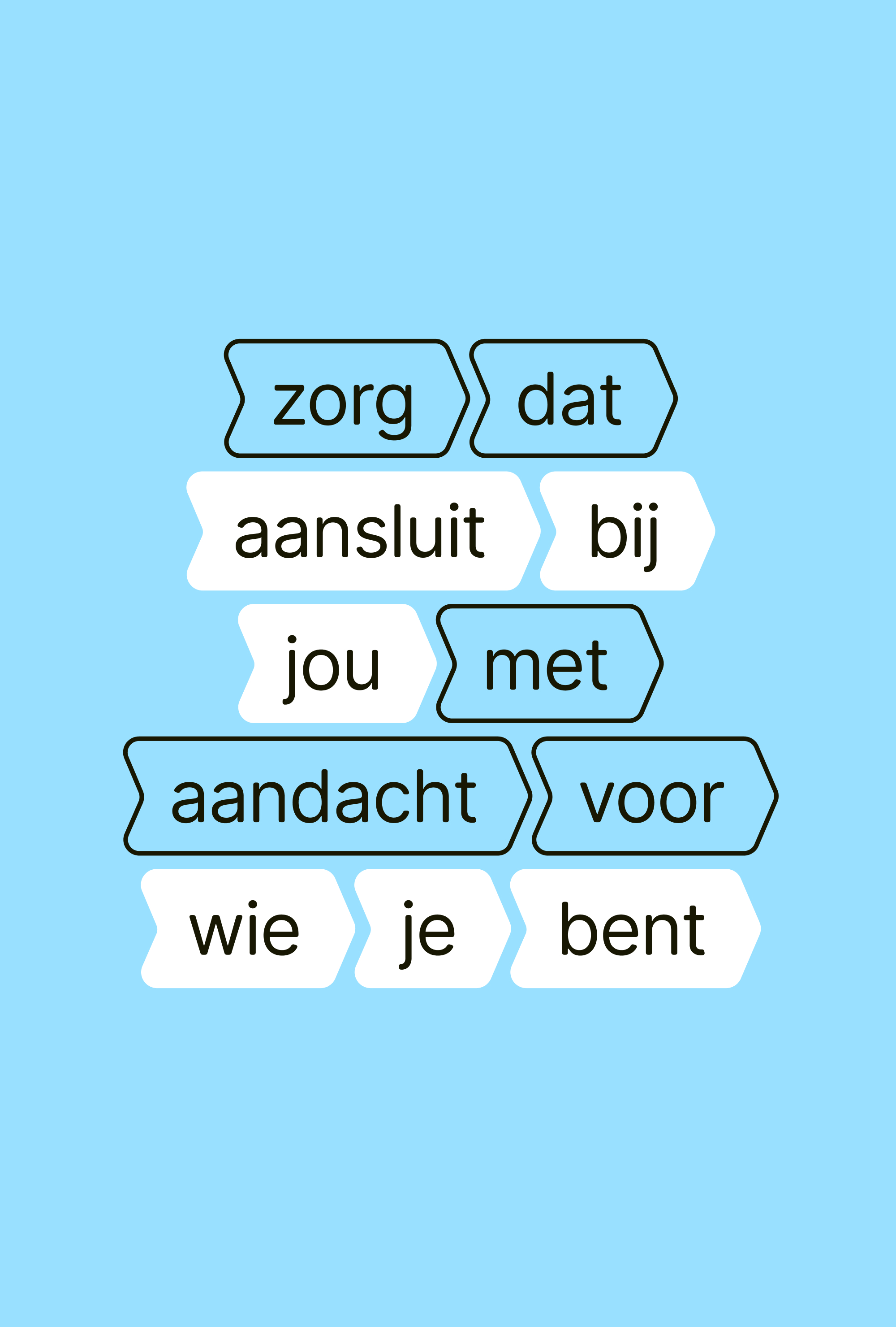 The Advendis brand promise, care that fits you with attention for who you are, built from separate arrow shapes on light blue